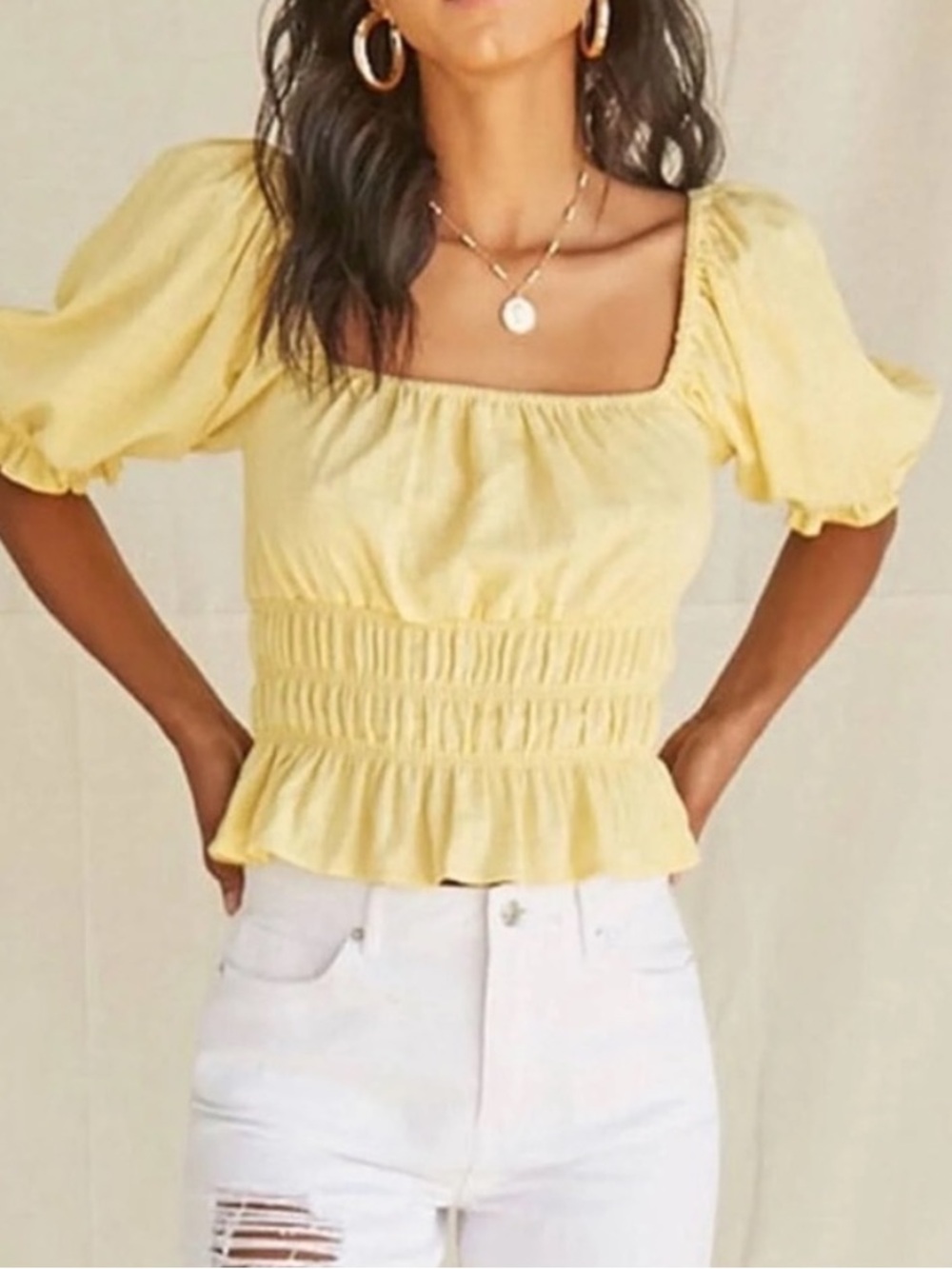 Forever 21 Light Yellow Crop Top size M - Picture 1 of 5